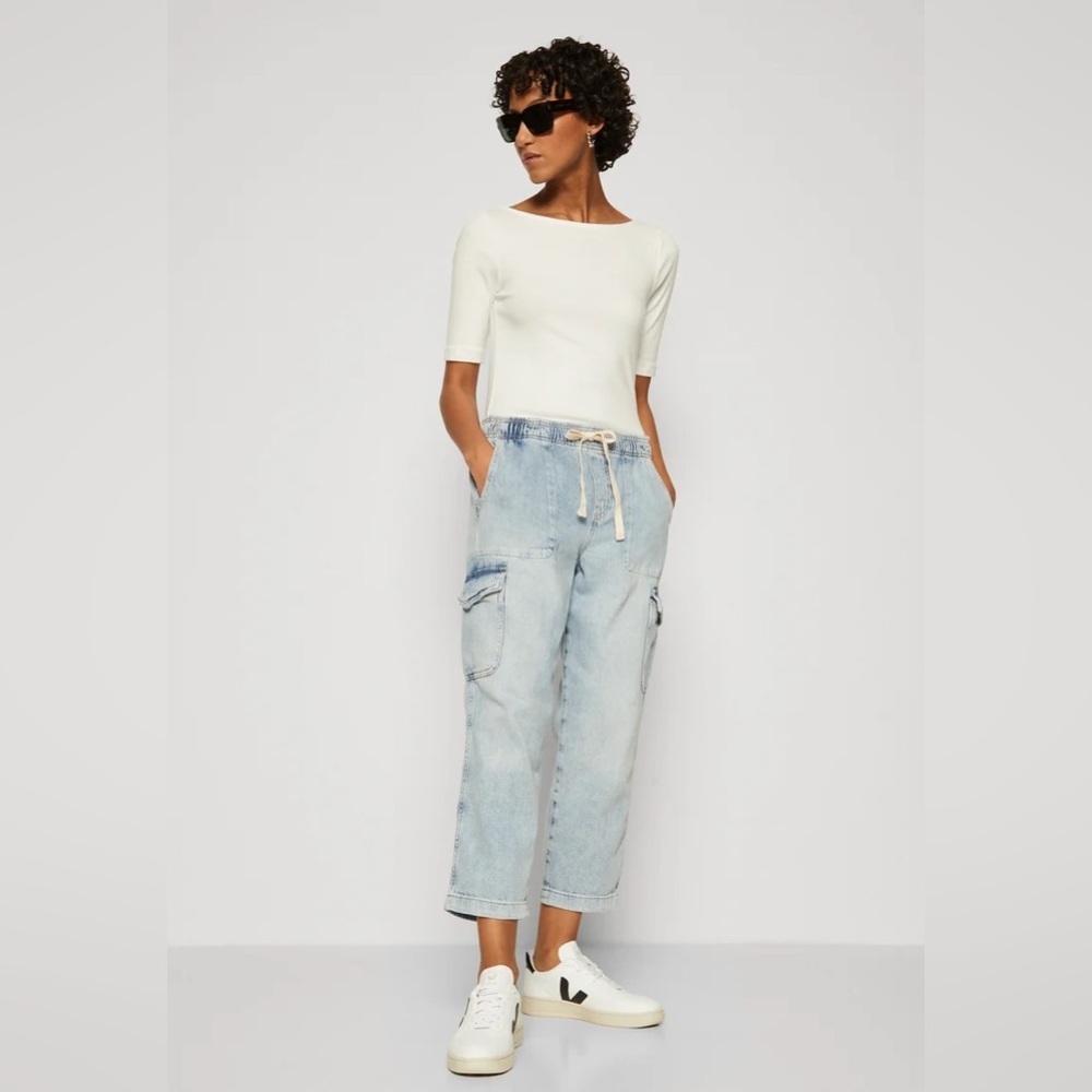 GAP Cargo Jeans Drawstring Pull On Cropped Size XXL Blue Comfortable Beachy
